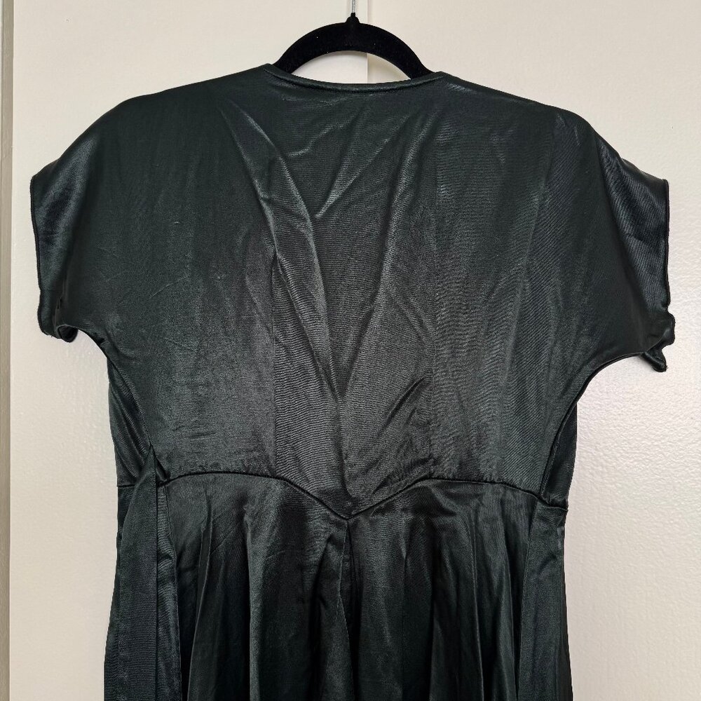 Loco Lindo Green Satin Cascade Wrap Dress - Picture 5 of 5